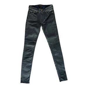 Roberto Cavalli Women Size 40 US 2 Coated Jeans Pants Skinny Fit Mid Rise Black